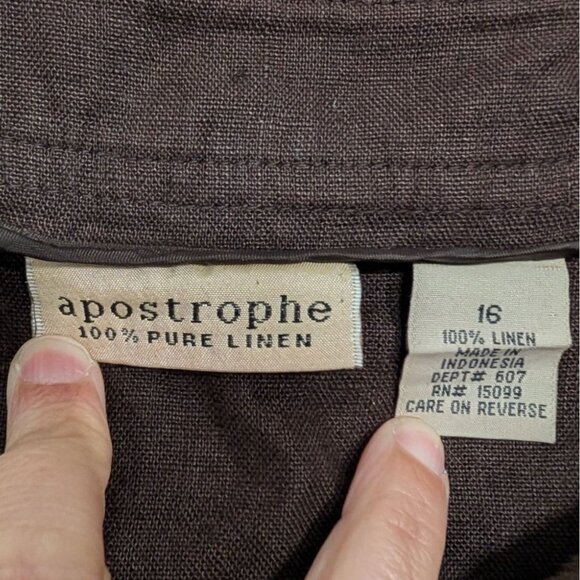 Vintage Apostrophe 100% Linen Maxi Skirt Womens Size 16 Brown Modest Lagenlook - Picture 4 of 8